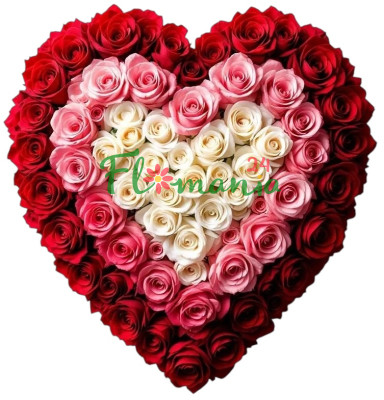 Сердце из 101 розы «Безумная любовь»